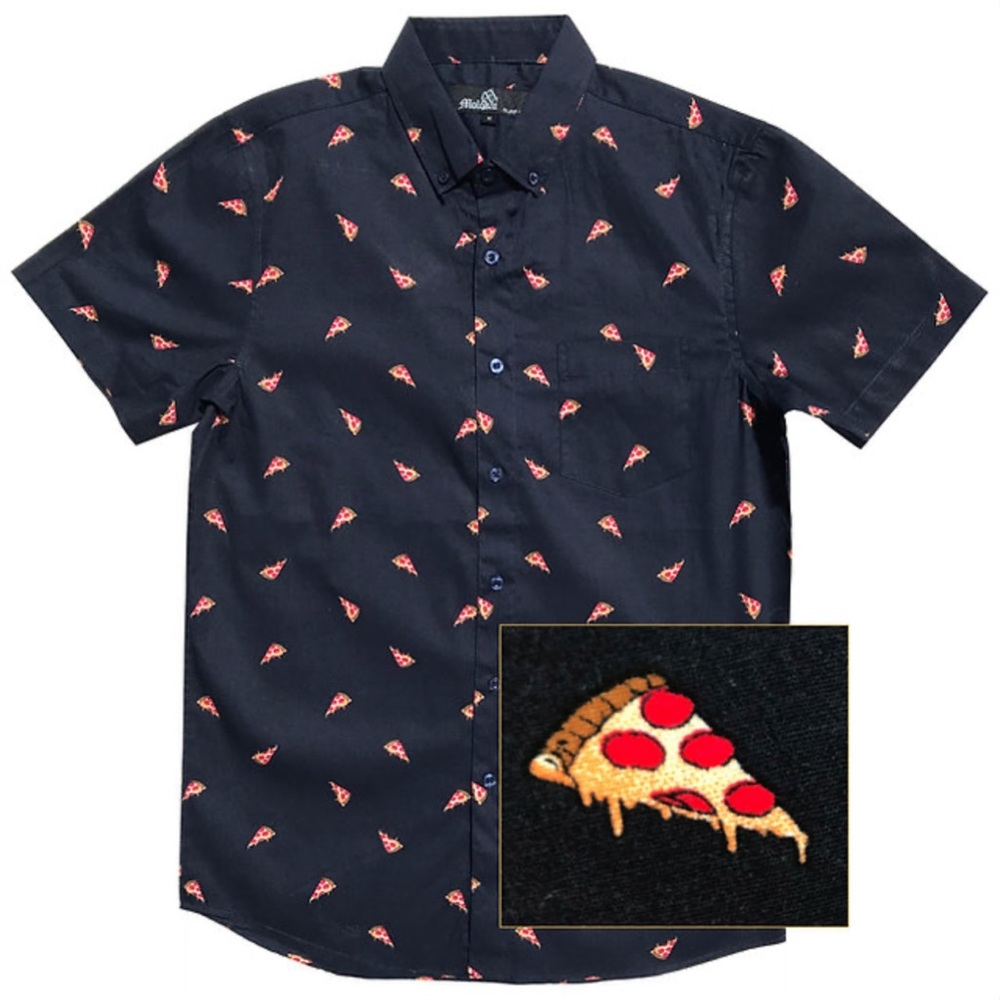 Molokai Surf Co. Pizza Print Button Down - image 1